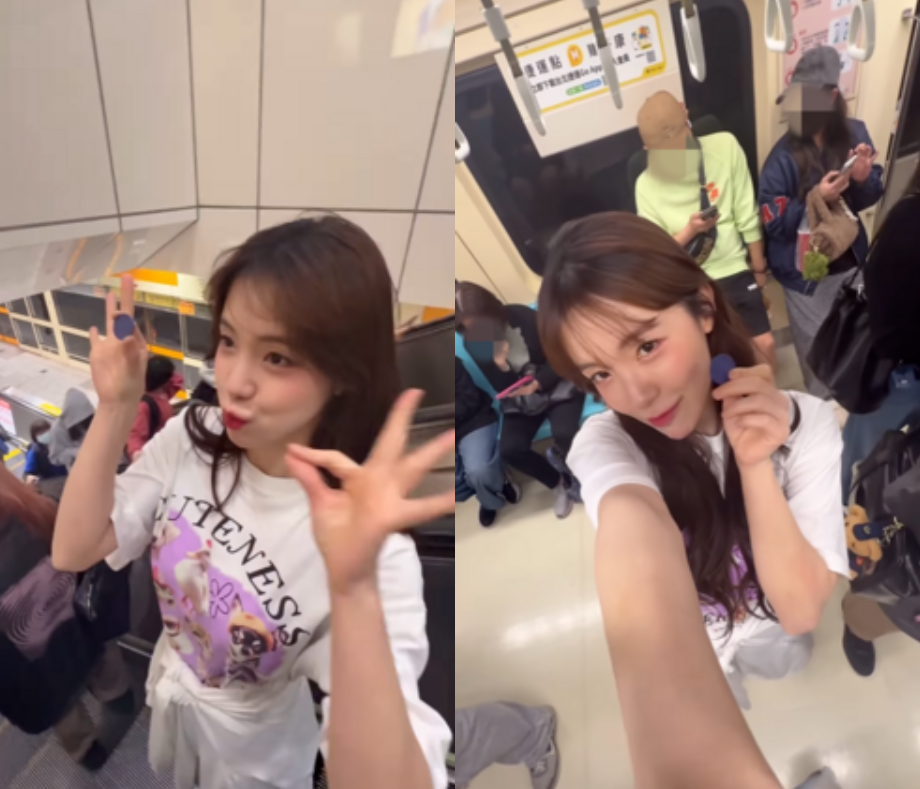 李多慧挑戰當「台北人」，搭捷運不抓把手。（圖／翻攝李多慧IG）